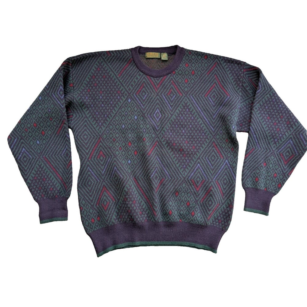 Robinson's Private Stock Geometric Knit Grandpa Sweater Italy Men's M 100% Wool